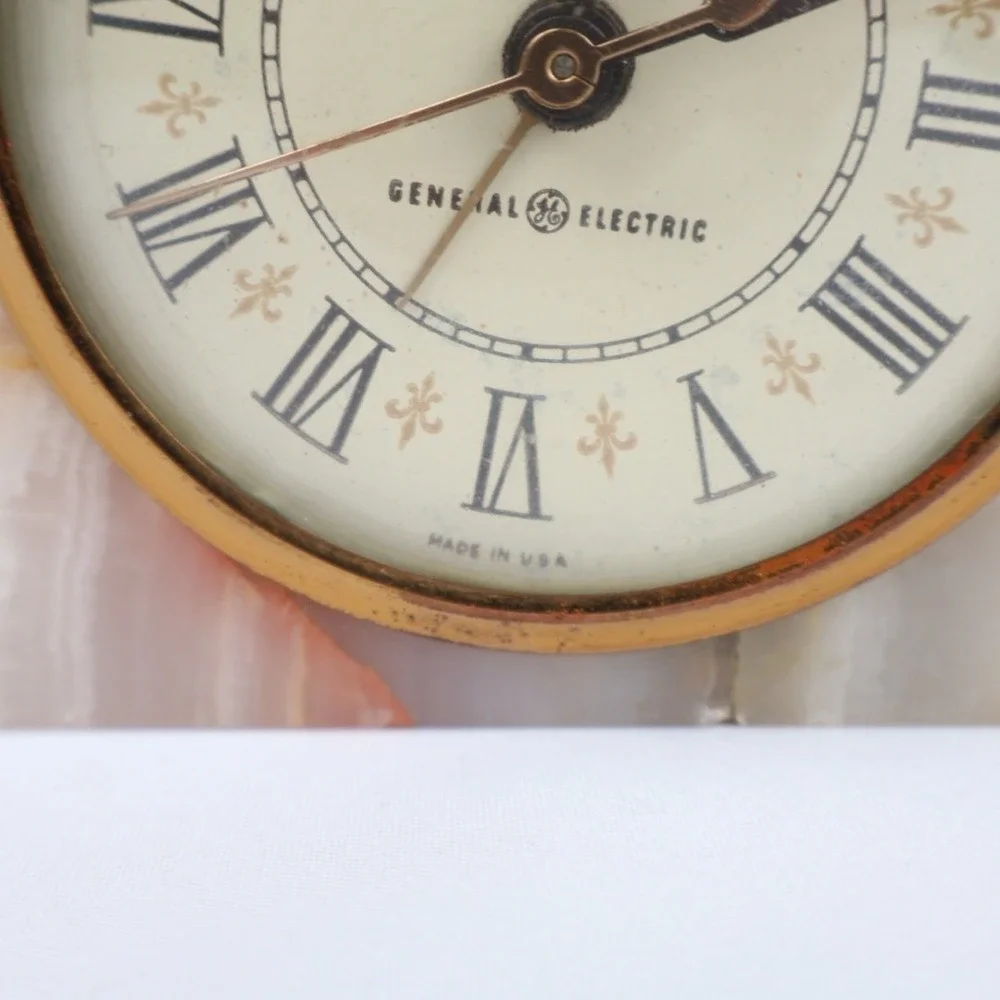 VTG Mid Century MCM General Electric GE Marble Table‎ Top Alarm Clock 7286A